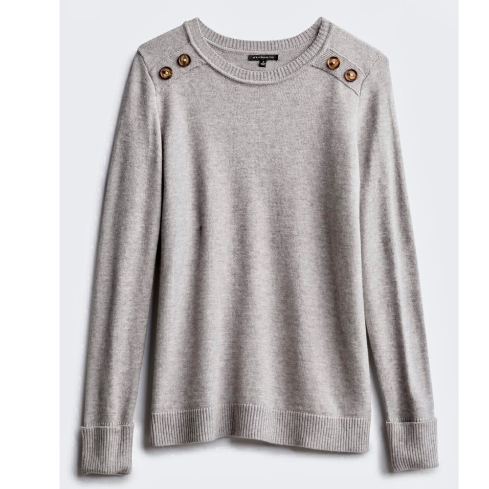 Carson crewneck button detail sweater pullover pink clover